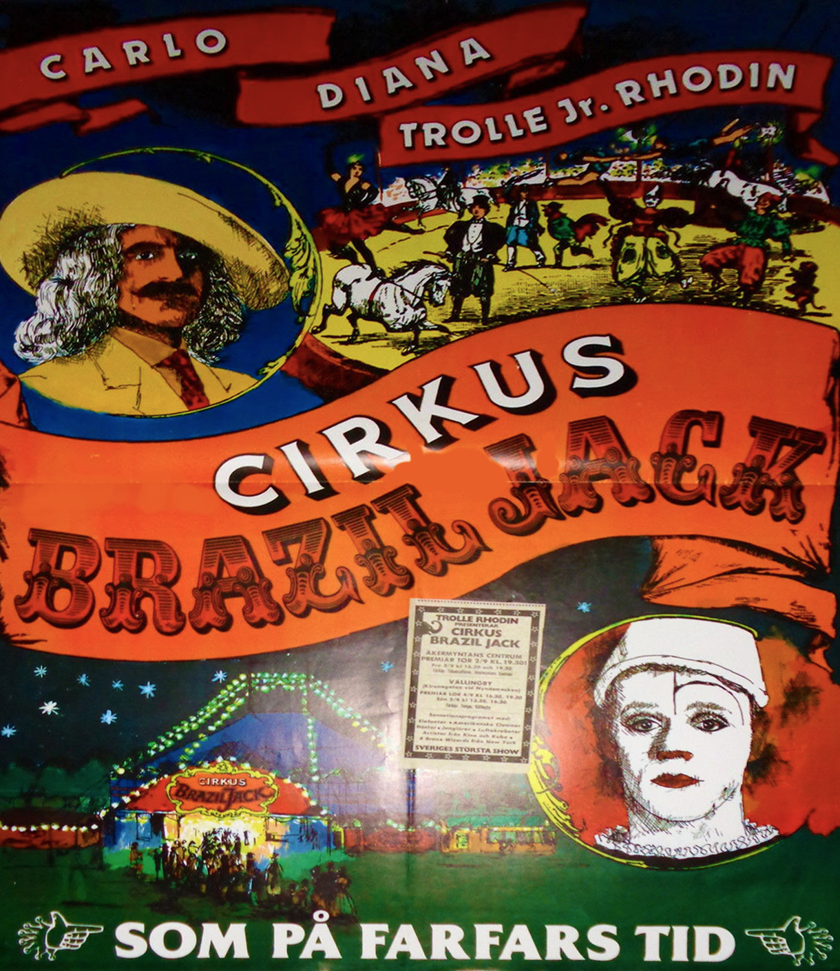 Zirkus-Plakat Schweden (original) "Cirkus Brazil Jack" 86 x 32cm